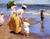Edward Potthast Famous Paintings - At the Beach